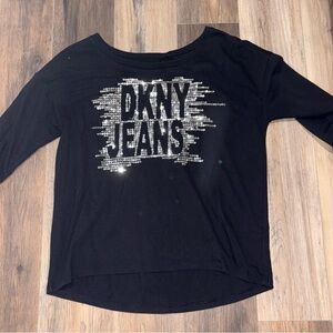DKNY Black Top with Silver Sequin Logo small